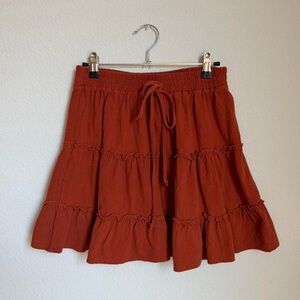 Rust Tiered Ruffle Women's Skirt